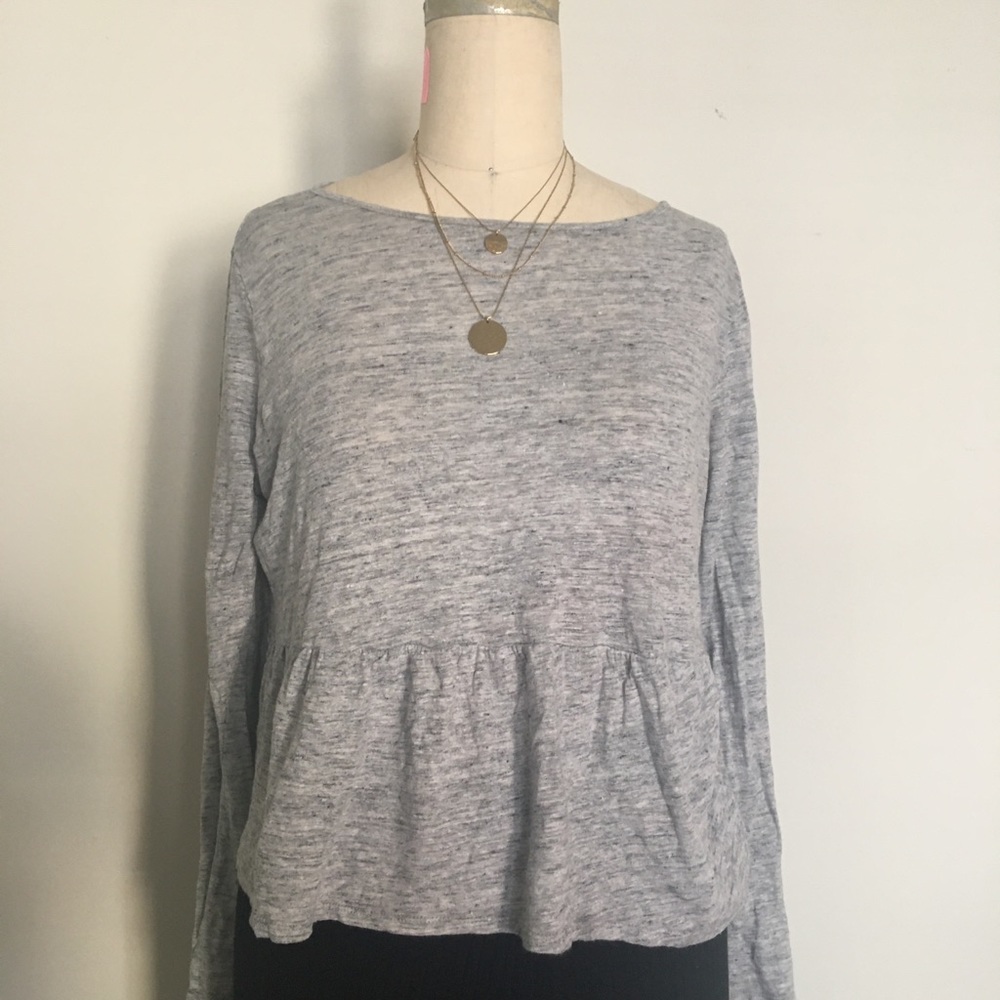 Madewell grey peplum L/S top